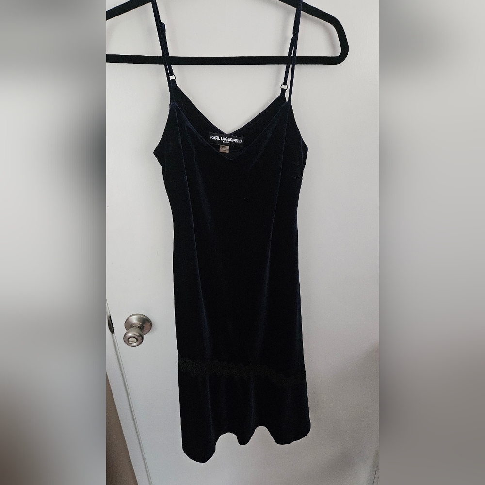 Karl Lagerfeld Navy Velvet Dress Size 6 Formal Dress